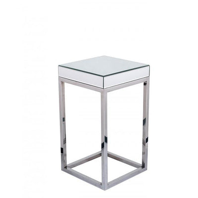 Pacific Lifestyle Living Rocco Silver Mirrored Glass & Metal Square Table Small House of Isabella UK