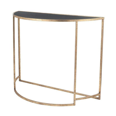 Pacific Lifestyle Living Veneziano Antique Gold Metal & Black Glass Half Moon Console House of Isabella UK