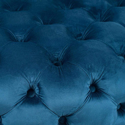 Pacific Lifestyle Living Vittoria Sapphire Blue Velvet Round Buttoned Pouffe House of Isabella UK