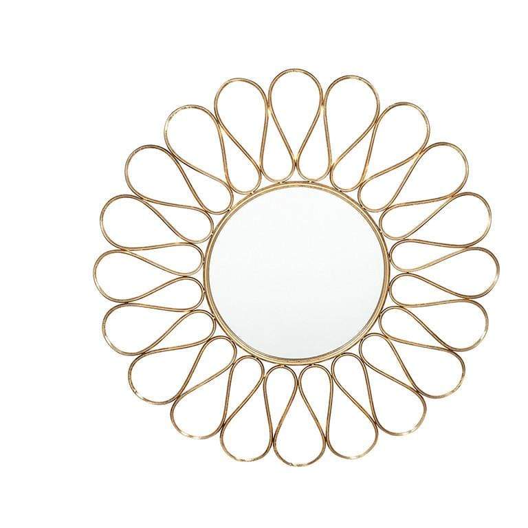 Pacific Lifestyle Mirrors Antique Gold Metal Petal Design Round Wall Mirror House of Isabella UK