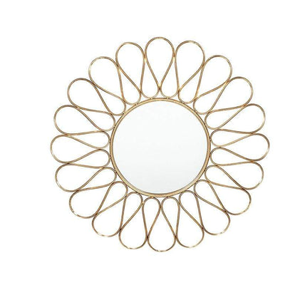 Pacific Lifestyle Mirrors Antique Gold Metal Petal Design Round Wall Mirror House of Isabella UK