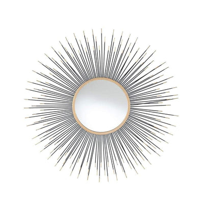 Pacific Lifestyle Mirrors Black and Gold Metal Starburst Round Wall Mirror House of Isabella UK