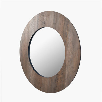 Pacific Lifestyle Mirrors Brown Wood Veneer Round Wall Mirror House of Isabella UK