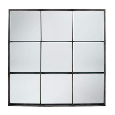 Pacific Lifestyle Mirrors Dark Grey Metal 9 Section Square Wall Mirror House of Isabella UK