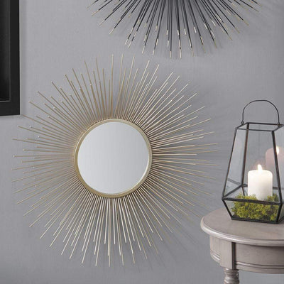 Pacific Lifestyle Mirrors Gold Metal Starburst Round Wall Mirror House of Isabella UK