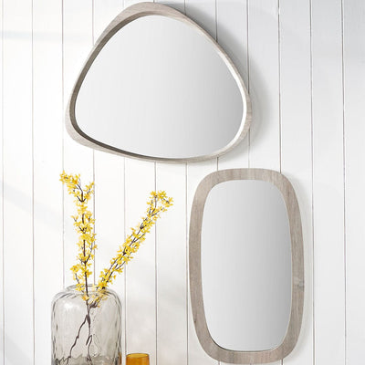 Pacific Lifestyle Mirrors Grey Oak Veneer Curved Wall Mirror House of Isabella UK
