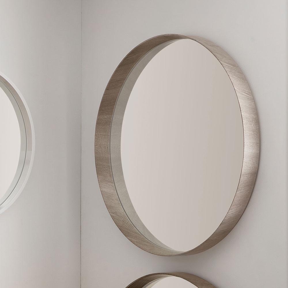 Pacific Lifestyle Mirrors Grey Oak Wood Veneer Round Wall Mirror House of Isabella UK