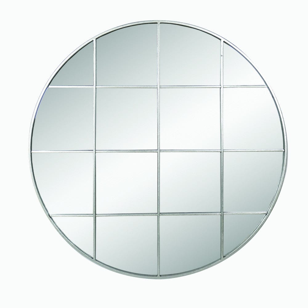 Pacific Lifestyle Mirrors Silver Metal 16 Pane Round Wall Mirror House of Isabella UK
