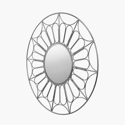 Pacific Lifestyle Mirrors Silver Metal Cane Effect Frame Round Wall Mirror House of Isabella UK