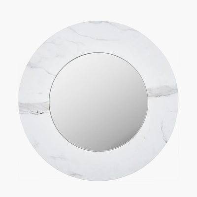 Pacific Lifestyle Mirrors White Marble Veneer Round Wall Mirror House of Isabella UK