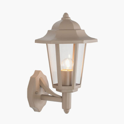 Pacific Lifestyle Outdoors Azalea Taupe Metal Hex Lantern Wall Uplighter House of Isabella UK