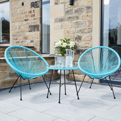Pacific Lifestyle Outdoors Blue PU Rio 3 Piece Bistro Set House of Isabella UK