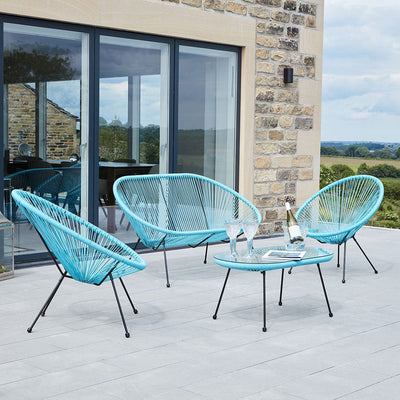 Pacific Lifestyle Outdoors Blue PU Rio 4 Piece Seating Set House of Isabella UK