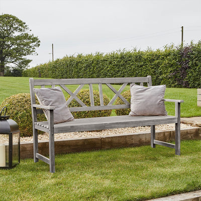 Pacific Lifestyle Outdoors Cambridge Antique Grey 3 Seater Acacia Wood Bench House of Isabella UK