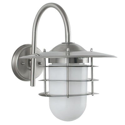 Pacific Lifestyle Outdoors Centauri Brushed Steel Metal and Opaque Glass Wall Light House of Isabella UK