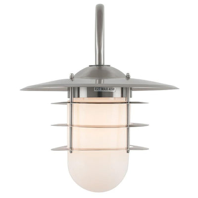Pacific Lifestyle Outdoors Centauri Brushed Steel Metal and Opaque Glass Wall Light House of Isabella UK