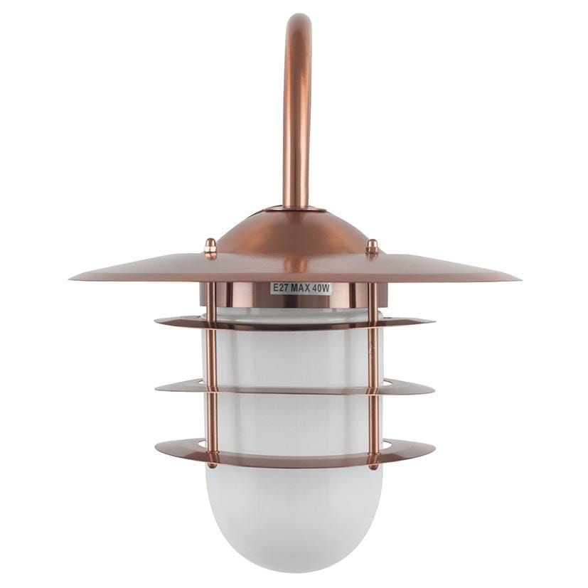 Pacific Lifestyle Outdoors Centauri Copper Metal and Opaque Glass Wall Light House of Isabella UK