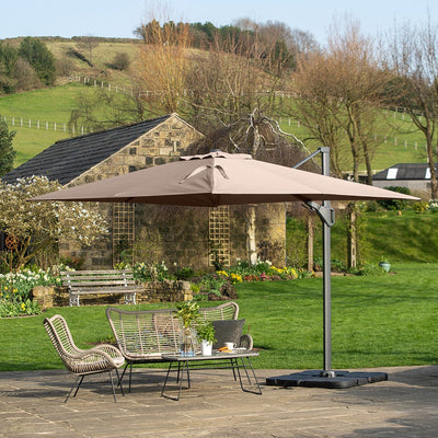 Pacific Lifestyle Outdoors Challenger T2 3.5 x 2.6m Oblong Taupe Parasol House of Isabella UK