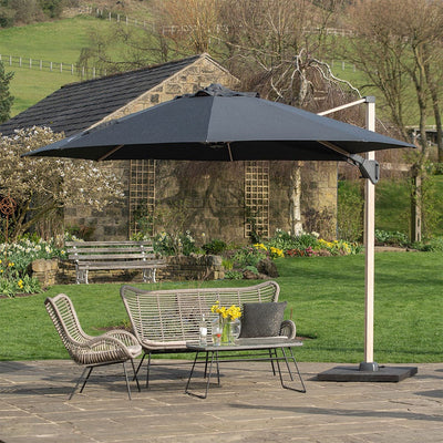Pacific Lifestyle Outdoors Challenger T2 Oak 3m Square Faded Black Parasol House of Isabella UK