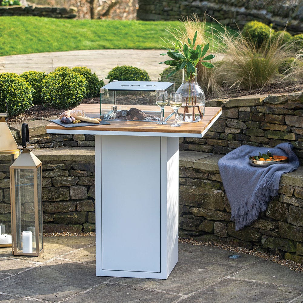 Pacific Lifestyle Outdoors Cosiloft 100 Bar Table White and Teak House of Isabella UK