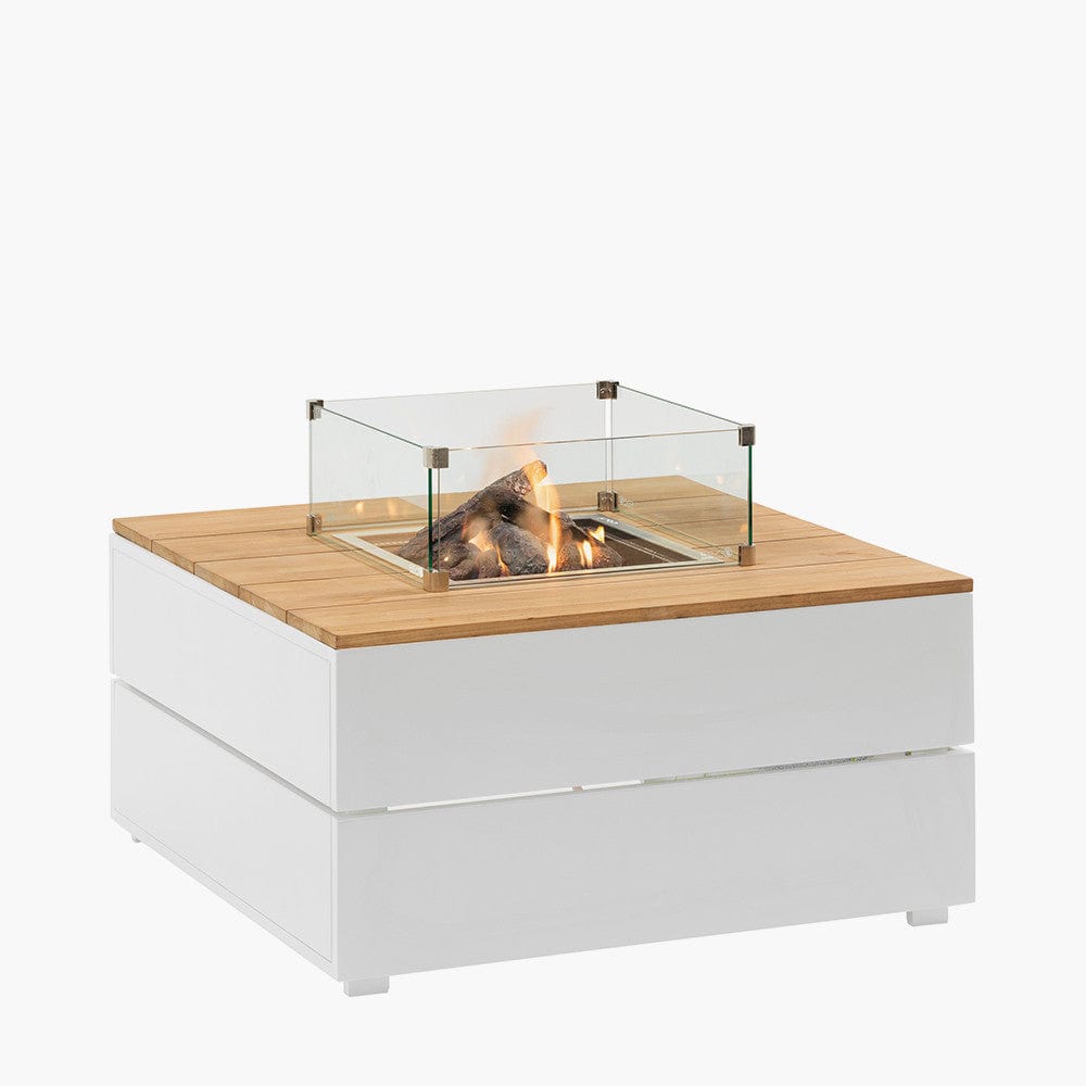 Pacific Lifestyle Outdoors Cosipure 100 Square Fire Pit White and Teak House of Isabella UK