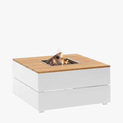 Pacific Lifestyle Outdoors Cosipure 100 Square Fire Pit White and Teak House of Isabella UK