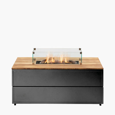 Pacific Lifestyle Outdoors Cosipure 120 Rectangular Fire Pit Black and Teak House of Isabella UK