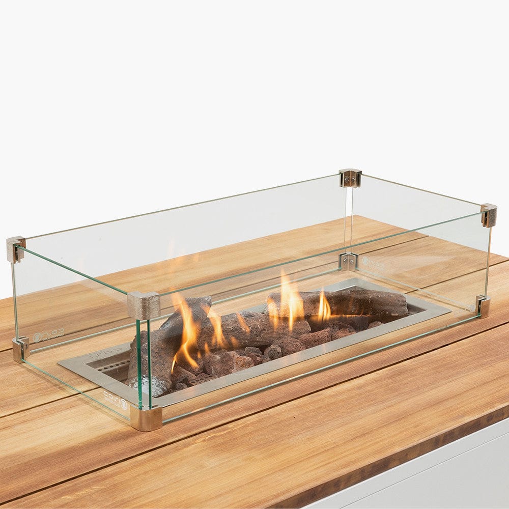 Pacific Lifestyle Outdoors Cosipure 120 Rectangular Fire Pit White and Teak House of Isabella UK