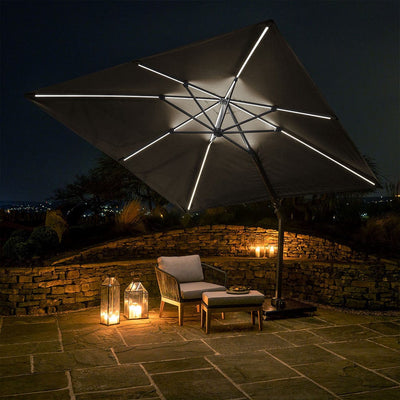 Pacific Lifestyle Outdoors Glow Challenger T2 3m Square Anthracite Parasol House of Isabella UK