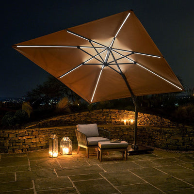 Pacific Lifestyle Outdoors Glow Challenger T2 3m Square Taupe Parasol House of Isabella UK
