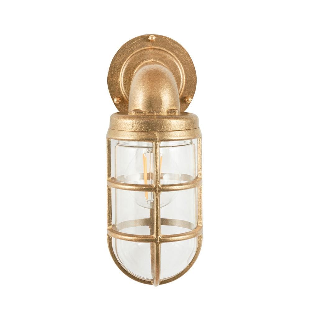 Pacific Lifestyle Outdoors Lupin Antique Brass Metal Caged Hanging Outdoor Wall Light House of Isabella UK