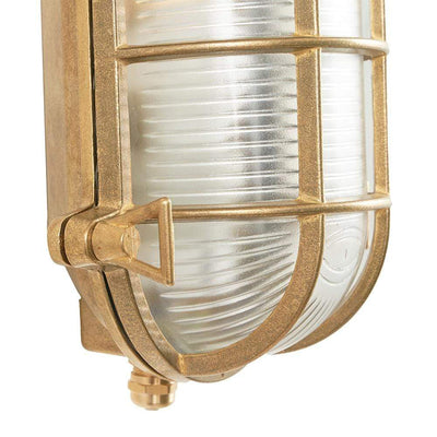 Pacific Lifestyle Outdoors Montana Antique Brass Metal Caged Oval Outdoor Wall Light House of Isabella UK