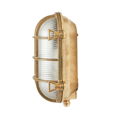 Pacific Lifestyle Outdoors Montana Antique Brass Metal Caged Oval Outdoor Wall Light House of Isabella UK