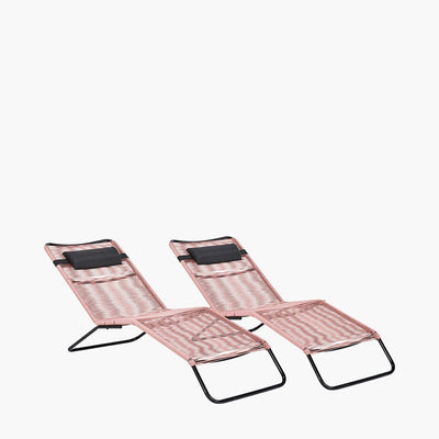 Pacific Lifestyle Outdoors Pink PU Rio Set of 2 Sun Loungers House of Isabella UK