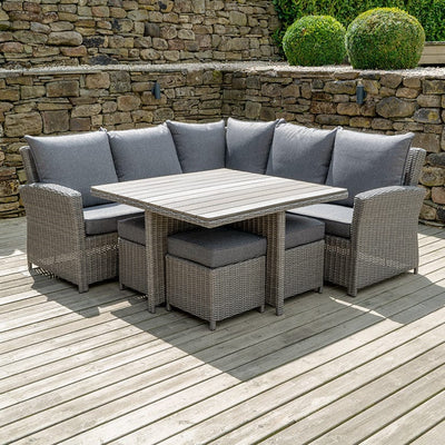 Pacific Lifestyle Outdoors Slate Grey Barbados Square Corner Seating Set with Ceramic Top House of Isabella UK