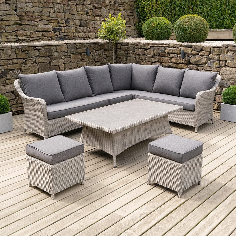 Pacific Lifestyle Outdoors Stone Grey Antigua Corner Set with Ceramic Top House of Isabella UK