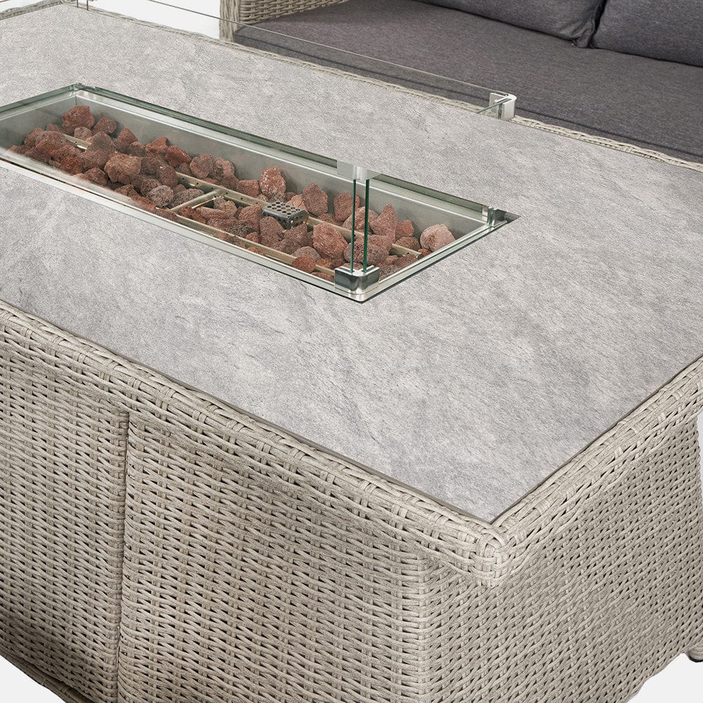 Pacific Lifestyle Outdoors Stone Grey Antigua Lounge Set with Ceramic Top and Fire Pit House of Isabella UK