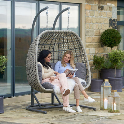 Pacific Lifestyle Outdoors Stone Grey St Kitts Double Hanging Chair House of Isabella UK
