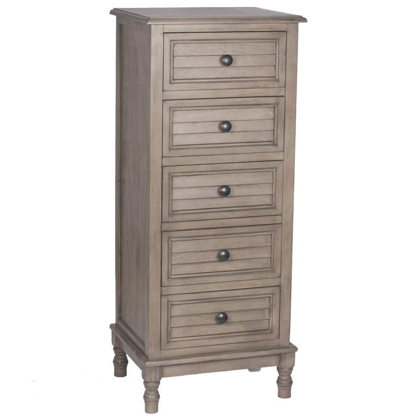 Pacific Lifestyle Sleeping Ashwell Taupe Pine Wood 5 Drawer Tall Boy K/D House of Isabella UK