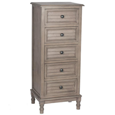 Pacific Lifestyle Sleeping Ashwell Taupe Pine Wood 5 Drawer Tall Boy K/D House of Isabella UK