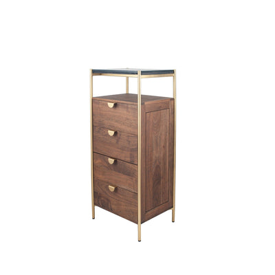 Pacific Lifestyle Sleeping Langley Acacia Wood and Black Marble 4 Drawer Tall Boy House of Isabella UK