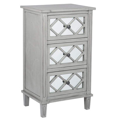 Pacific Lifestyle Sleeping Puglia Dove Grey Mirrored Pine Wood 3 Drawer Unit House of Isabella UK