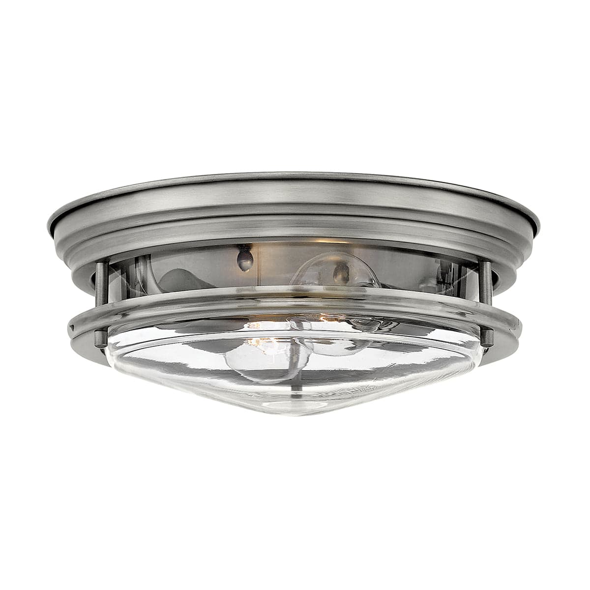 Quintessentiale Lighting Hadrian 2 Light Flush Mount - Clear Glass - Antique Nickel House of Isabella UK