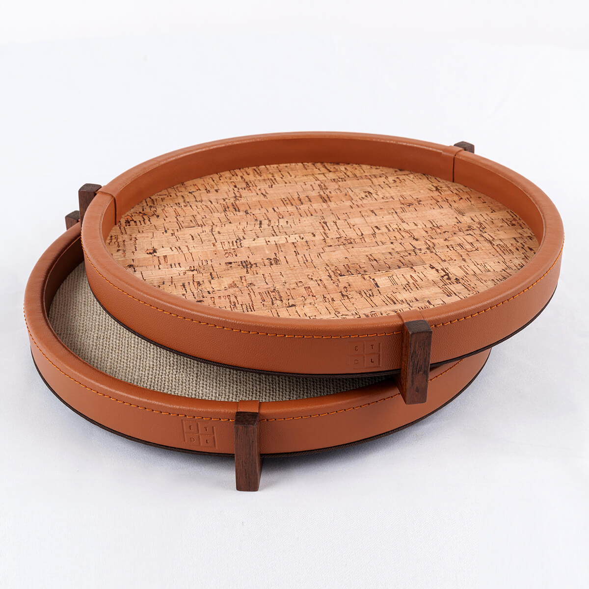 Ralf Round Tray Leather and Jute