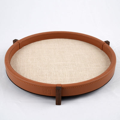 Ralf Round Tray Leather and Jute