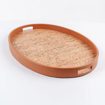 Ralf Oval Tray Leather and Cork