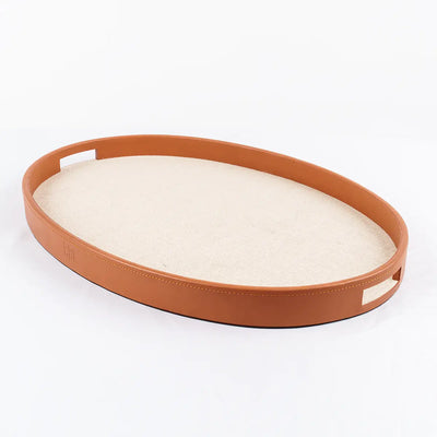 Ralf Oval Tray Leather and Jute