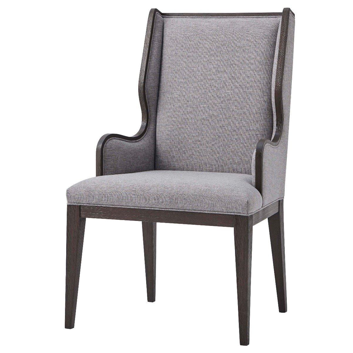 Theodore Alexander Dining Ta Studio Della Wing Back Dining Chair with Arms in Matrix Pewter House of Isabella UK