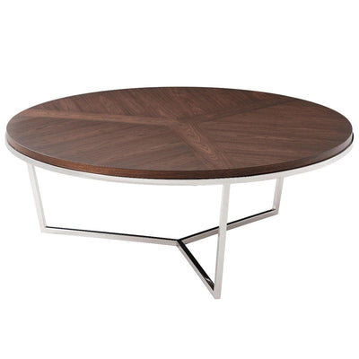 Theodore Alexander Living Ta Studio Large Round Coffee Table Fisher in Macadamia & Nickel House of Isabella UK