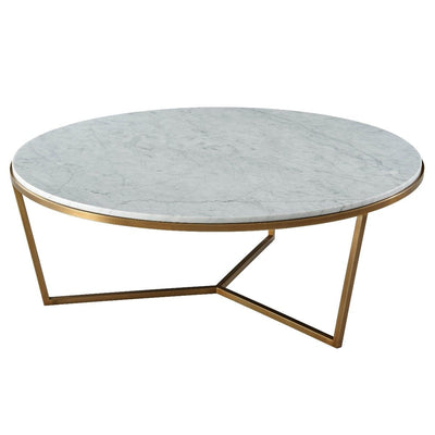 Theodore Alexander Living Ta Studio Large Round Coffee Table Fisher in Marble & Brass House of Isabella UK